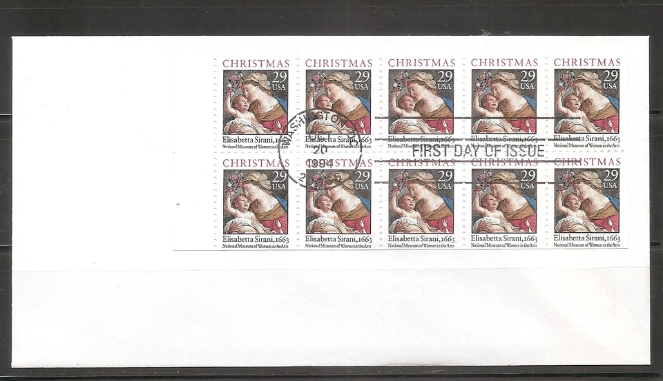 US SC # 2871aChristmas 1994- Madonna-  Booklet Pane FDC. No Cachet - Image 1 of 1