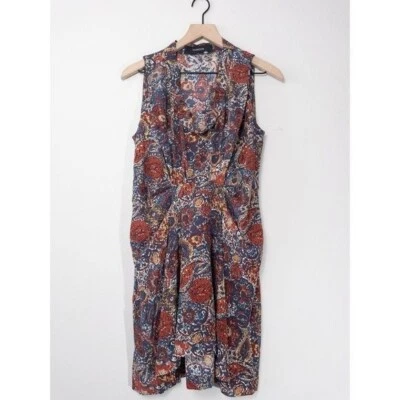 Vestido Thakoon Seda Paisley Plisado Sin Mangas 6 Cóctel NUEVO Foto 1 de 4