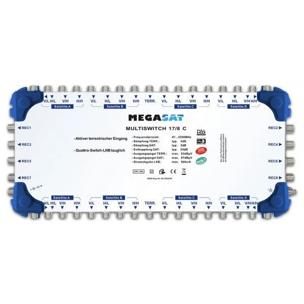 Megasat Multiswitch 17/8 C Cascata Multiswitch DiSEqC Distributore Espandibile Qu - Immagine 1 di 1