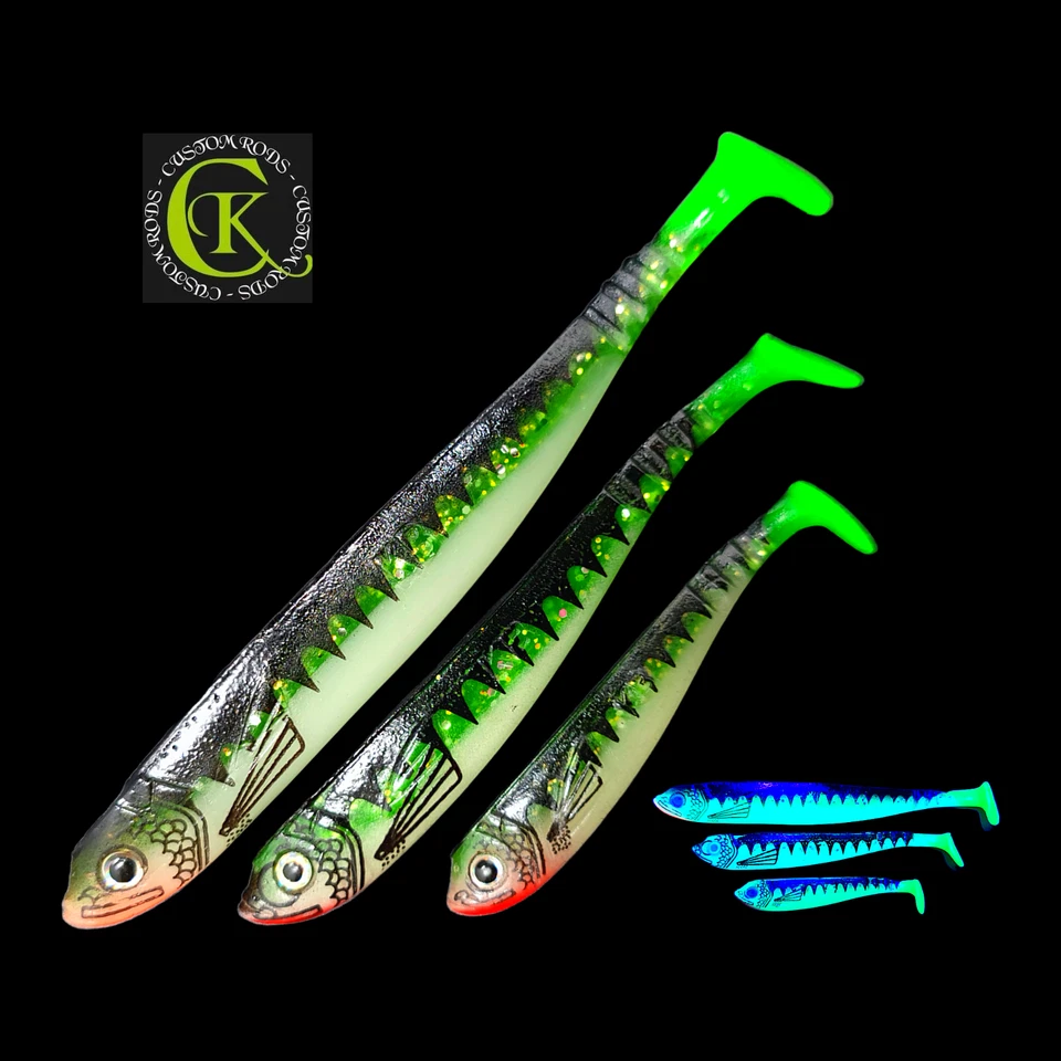 3x 7/10/13cm Stint Gummifisch UV Fluo Ukel Uklei Kauli Shad Hecht Zander Barsch - Bild 1 von 1