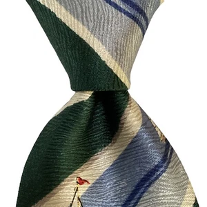 NAUTICA Men's 100% Silk Necktie USA Designer SAILBOATS STRIPES Blue/Green NWT - Picture 1 of 3