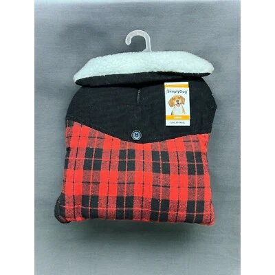 Chaqueta a Cuadros Simply Dog Negra Roja Búfalo Negra Pana Talla L 21 - 24 pulgadas Nueva con Etiquetas Foto 1 de 4