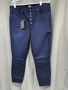 Pantalones de mezclilla elásticos al tobillo Paige Hoxton - azul oscuro malhumorado - talla 33 - nuevos - Imagen 1 de 12