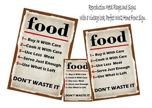 WW2 Vintage Sign Home Front Food Advice metal Sign Reproduction Metal Sign - Picture 1 of 1
