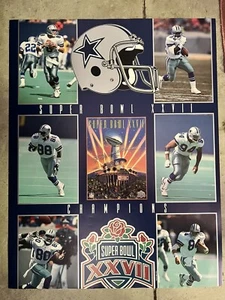 Vintage 1992 Super Bowl XXVII Poster 28” X 22” Dallas Cowboys rare Emmitt Smith - Picture 1 of 7