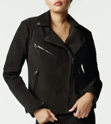Blanc Noir CHERIE Sude MOTORCYCLE JACKET Women's SZ Small BLACK Msrp $399 003 - Image 1 of 4