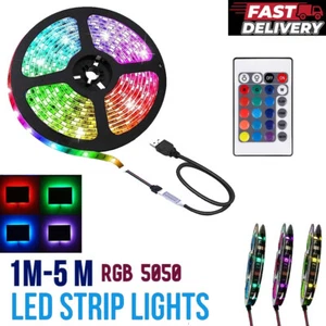 USB LED Strip Lights Colour Changing Remote 1- 5m RGB 5050 Cabinet Kitchen TV - Picture 1 of 9