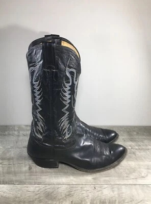 Botas vaqueras occidentales de cuero de vaca negras Nocona 8517C punta redonda para hombre talla 10 vintage Foto 1 de 4
