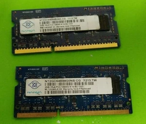 2x NANYA NT2GC64B88G0NS-CG 2GB DDR3 SoDIMM PC3-10600S 1333MHz Laptop Memory Modu - Picture 1 of 1