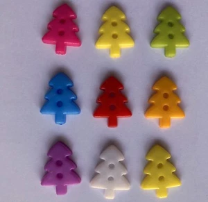 6 x Colourful Christmas Tree Buttons - 13 x 16.6mm (Pick your colour) - Picture 1 of 13