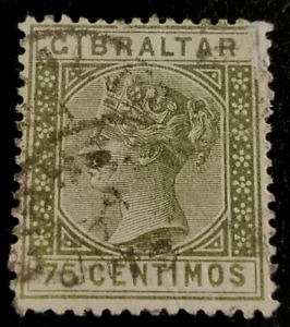 Gibraltar: 1889 Queen Victoria, 1819-1901 75 C. (Collectible Stamp).