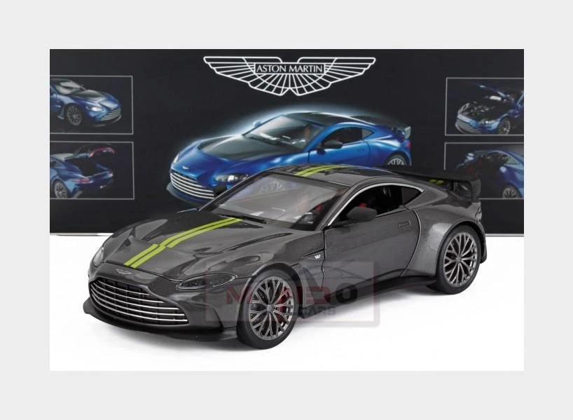 1:24 RE-EL TOYS Aston Martin V12 Vantage 2023 Grey Met Yellow RE0803GY - Immagine 1 di 2