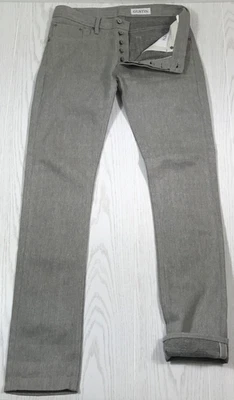 Pantalones de mezclilla Gustin California ajustados con ribete para hombre 33x36 gris tiro medio botón mosca retro Foto 1 de 4
