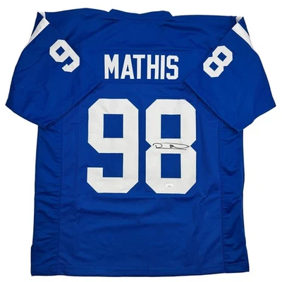 Autographed/Signed Robert Mathis Indianapolis Blue Football Jersey JSA COA - Image 1 of 4
