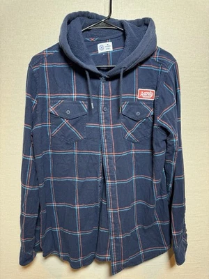 Hurley Hooded Button Down Flannel Boys Medium Blue - Image 1 of 4