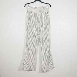 Ci Sono White Striped Nevada Wide Leg Pull On Pants Size Medium - Picture 1 of 8