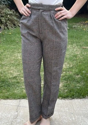 Vtg 80s Ralph Lauren 4 100% Wool Pleated Pants Slacks Suspender Attachments - Image 1 of 4