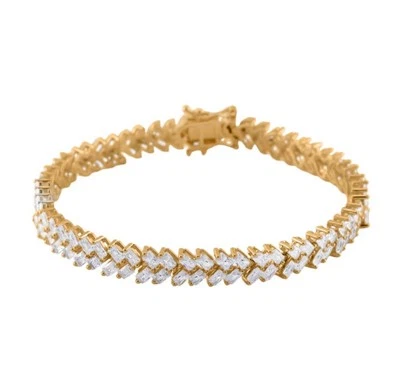 White Zircon 10.75ctw Sunray's Bracelet  18K Vermeil YG Over 925 Silver 7.25In - Image 1 of 4