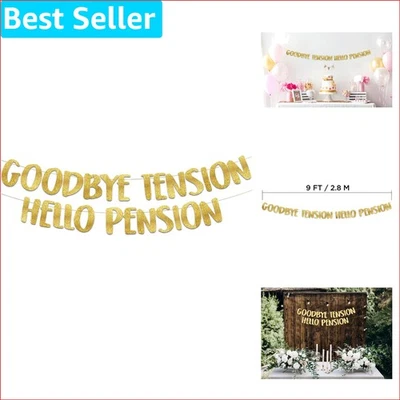 Pre-Strung Gold Glitter Retirement Banner - 9 Feet of Celebration Joy - Image 1 of 4