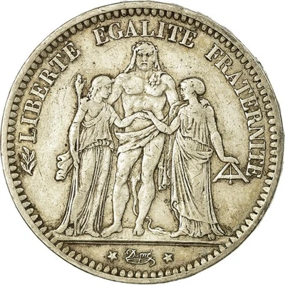 [#485660] Coin, France, Hercule, 5 Francs, 1871, Bordeaux, EF, Silver, KM:820.2 - Image 1 of 2