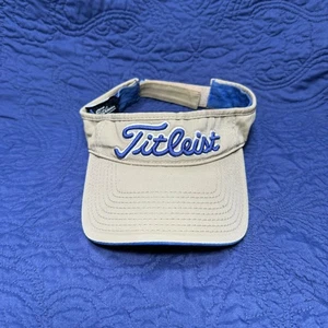 Titleist Pro V1 Golf Visor Tan Blue Embroidered Adjustable Strap Sun Hat - Picture 1 of 4