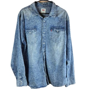 Camisa Levi's Para Hombre Azul Perla Algodón Lavado a Presión Denim Talla XXL - Imagen 1 de 7