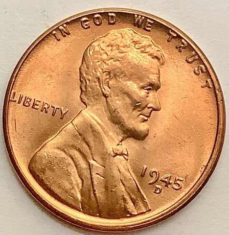 1945 D  Uncirculated BU Red RD - Lincoln Wheat Cent ~ A830 Cover
