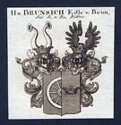 Ca.1820 Brunsich Brun Armoiries Adel Coat De Arms Gravure Sur Cuivre Ancien