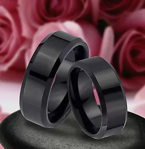 2 WOLFRAM TUNGSTEN TRAURINGE RINGE BLACK & GRAVUR GRATIS , TUNGSTEN JW42 - Bild 1 von 1