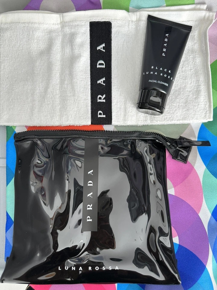 Nuevo PRADA Luna Rossa SPORT Limpiador Facial 3.4oz Bolsa de Toallas Diseñador Juego de 3 piezas Negro Foto 1 de 4