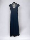 NEW Jenny Packham Midnight Blue Chiffon V Neck Size 0 Maxi Dress Gown