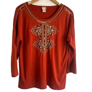 Top informal adornado tribal Chicos talla 0R/LG* naranja - Imagen 1 de 8