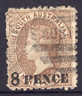 1881 Australie-Méridionale SA 8 PENCE sur 9d gris marron QV supplément REF : SA9J