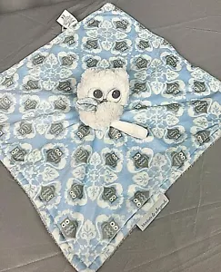 Blankets & Beyond Blue White Gray OWL Security Blanket pacifier holder plush - Picture 1 of 4