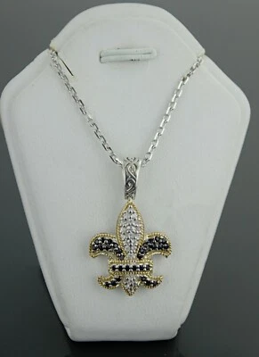 Phillip Gavriel 18k and Sterling Silver Black & White Sapphire Necklace Pendant - Image 1 of 4