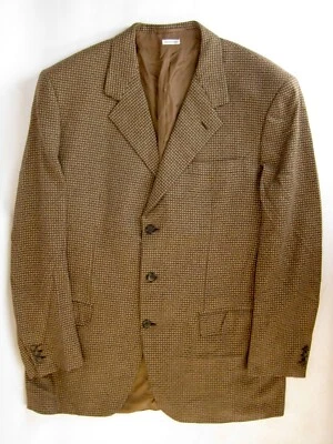 Blazer de tweed Brioni cashmere lã marrom manchado cevada feito na Itália 42L 52L - Imagem 1 de 4