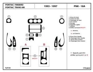 Kit de embellecedor de tablero interior de fibra de carbono para Pontiac Firebird/Trans AM 1993-1997 - Imagen 1 de 1