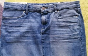 UNIQLO JEANS PENCIL SKIRT LIGHT BLUE WASHED OUT DENIM CLASSIC SIZE 28 UK NEW - Picture 1 of 6