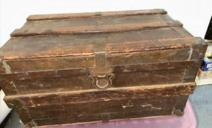 Antique Trunk M.J. Brandenstein & Co.  H. 12" L. 22" W. 13" Wood and Brass - Picture 1 of 8