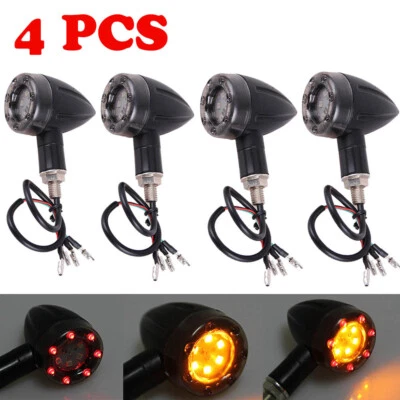 2 Pares Luces Indicadoras LED Intermitente Freno Motocicleta Lámpara Bobber Chopper Foto 1 de 4