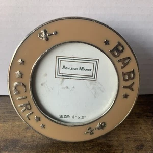 Ashleigh Manor Baby Girl Picture Frame 3”x3” Round Circular Photo Frame Open Box - Picture 1 of 13