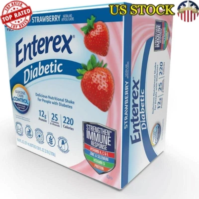 Batido nutricional para diabéticos fresa 8 oz fibra proteica de bajo índice glucémico sin gluten Foto 1 de 4