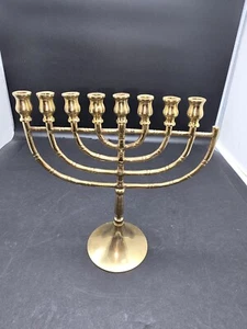 Menorah Vintage Brass Candelabra 9" Wide x 9" Tall (1 Candle Holder Missing) - Picture 1 of 6