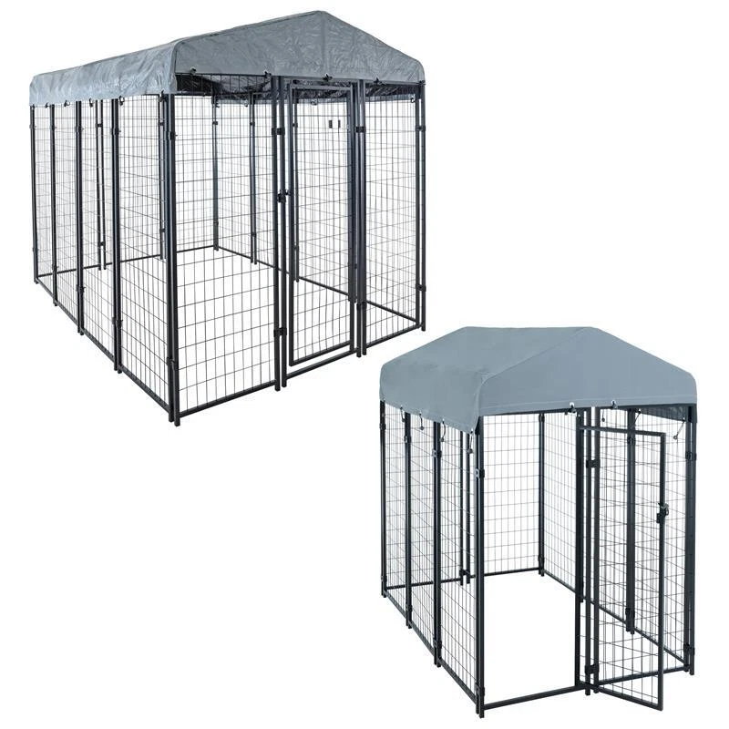 Hundezwinger Hundekäfig Hundehütte Hundehaus Metall Zwinger mit Dach Überdachung - Bild 1 von 4