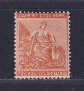 Cape of Good Hope Scott 53 MH OG 1887 5/- Orange Seated Hope Anchor Wmk SCV $160 - Picture 1 of 2