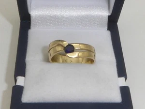 Anillo de oro 585 14K oro amarillo 4,83 g anillo de compromiso zafiro RG 56 - 17,8 mm 7604 - Imagen 1 de 6