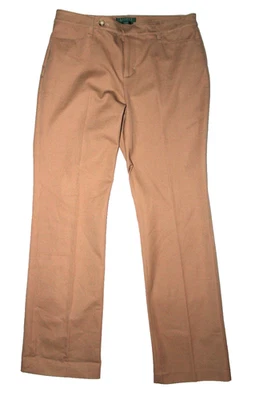 Pantalones Ralph Lauren Adelle Bronceados Pierna Recta Elástico Algodón Nuevos con Etiquetas 10 Tiro Medio Foto 1 de 4