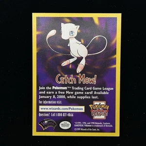 Tarjeta Promocional Catch Mew Pokemon La Película 1999 WOTC Inserto Cuadrado Espalda en Blanco Casi Nuevo - Imagen 1 de 6