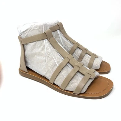 Lucky Brand Benecia Leather Beige Dune Sandal Back Zip 10 Dress Winter Haze - Image 1 of 4