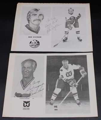 Gordie Howe/Bob Nystrom Signed Promo Photo Sheet Lot Whalers/NYI Auto ZJ17848 - Image 1 of 4